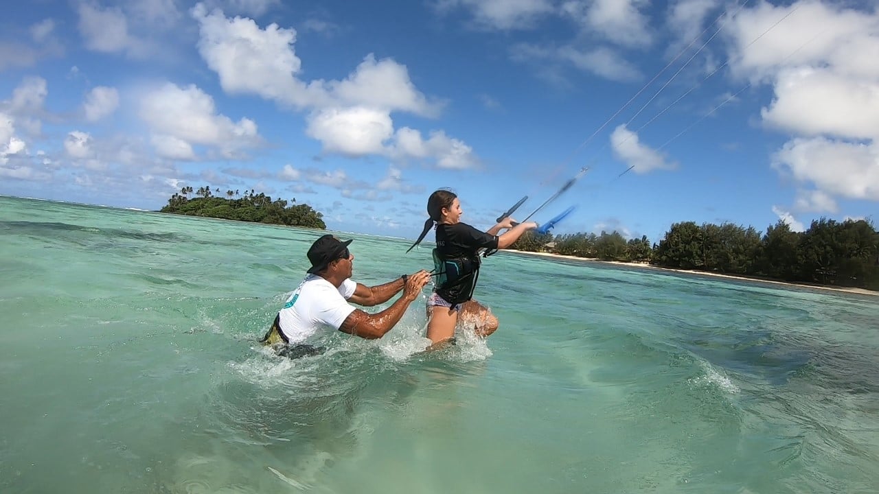 Learning how to kitesurf in the Cook Islands